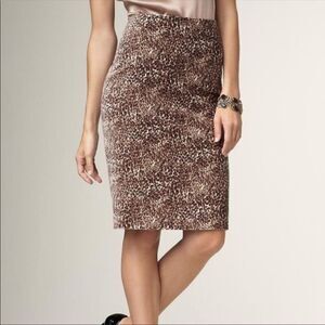 Talbots Pencil Skirt Velvet Cheetah Leopard Brown and Tan Size 6 Petite New
